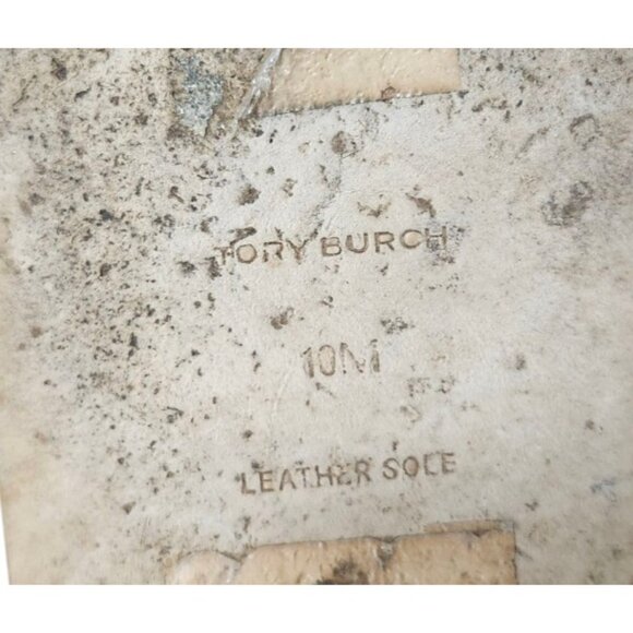 Tory Burch Women Leather Thong Sandals Gold Logo Beads Tan Flat Flip Flop Sze10M - Picture 7 of 9